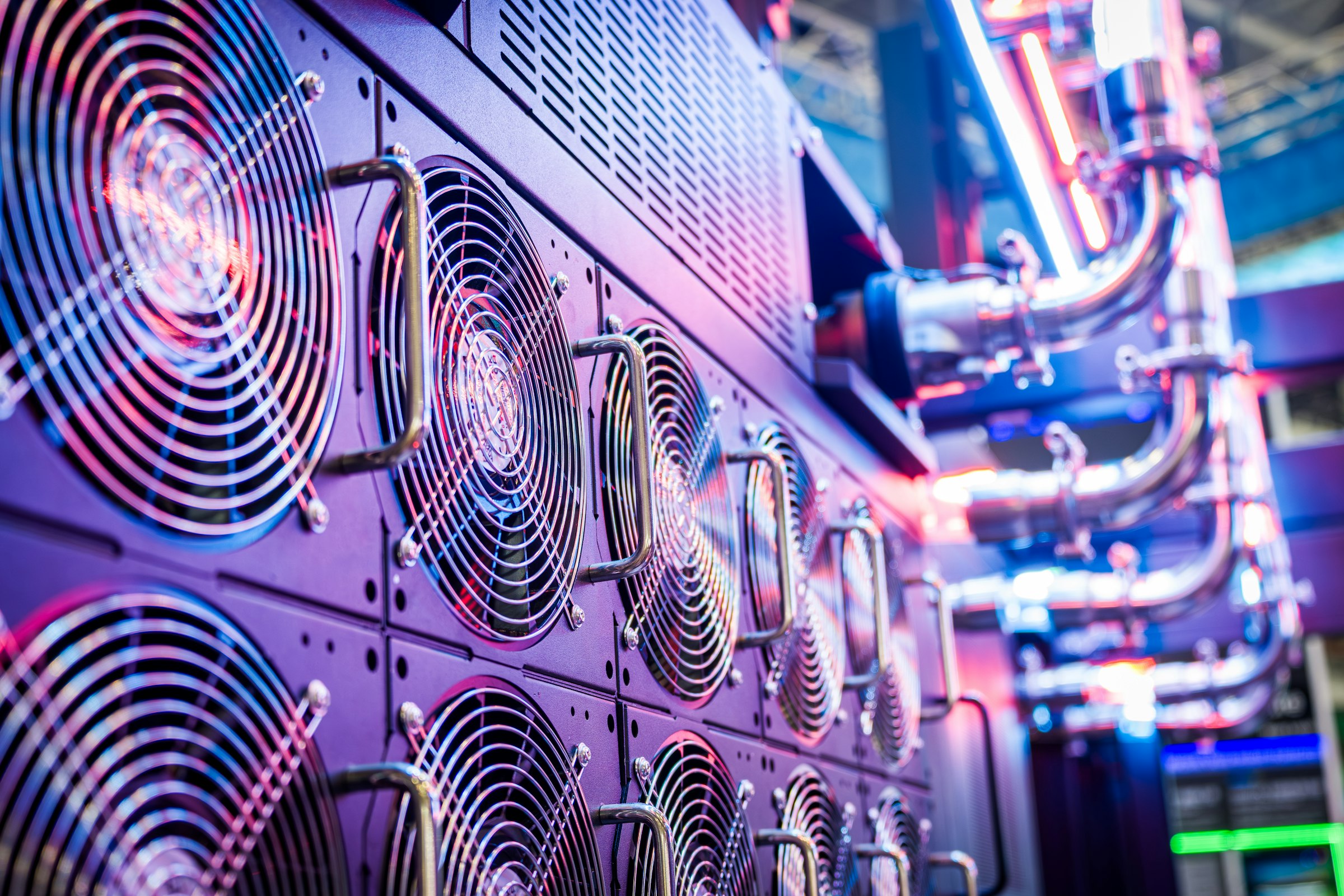 Close-up of server cooling fans in a data centre